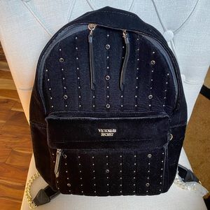 VICTORIA SECRET BLACK VELOUR BACK PACK